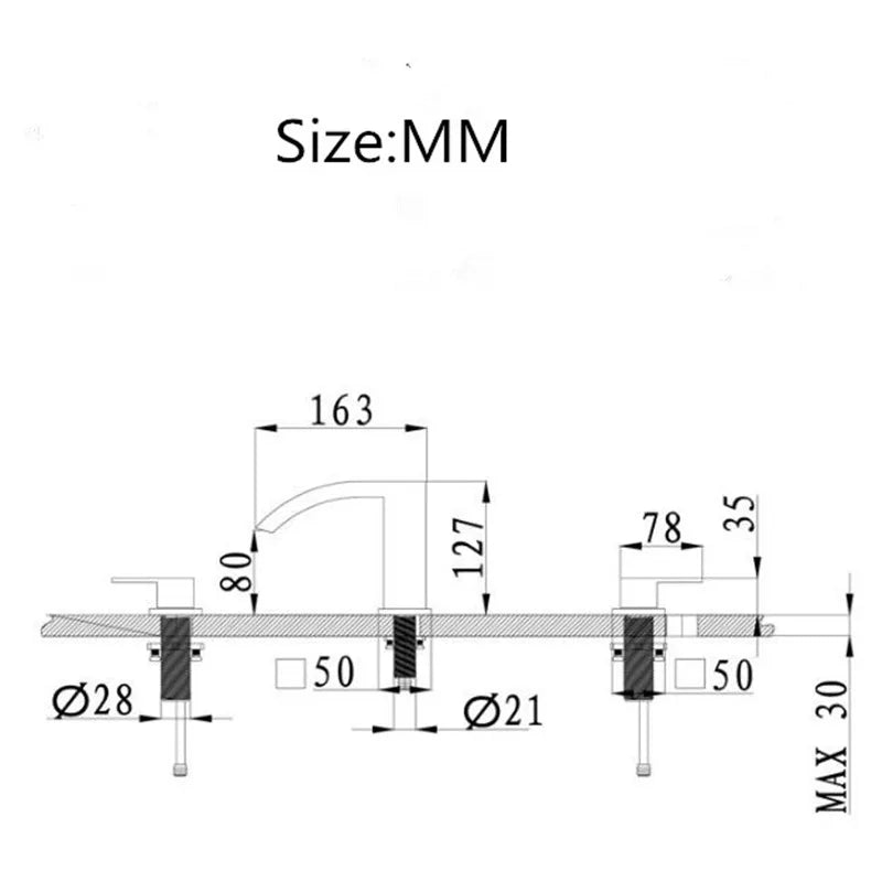 Afralia™ Gold Black Waterfall Bathroom Basin Faucet 3 Hole Hot Cold Water Tap