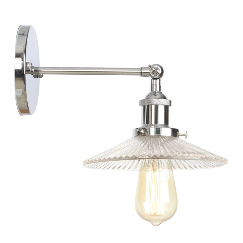 Afralia™ Vintage Chrome LED Wall Light with Clear Glass Sconce for Indoor Bedroom
