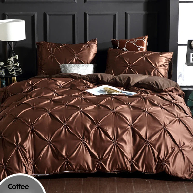 Afralia™ Chiffon Flower Design Duvet Cover Set with Pillow Cases - Soft Polyester Bedding