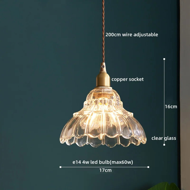 Afralia™ Copper Glass LED Pendant Lamp with Knob Switch - Modern Hanging Light Fixtures