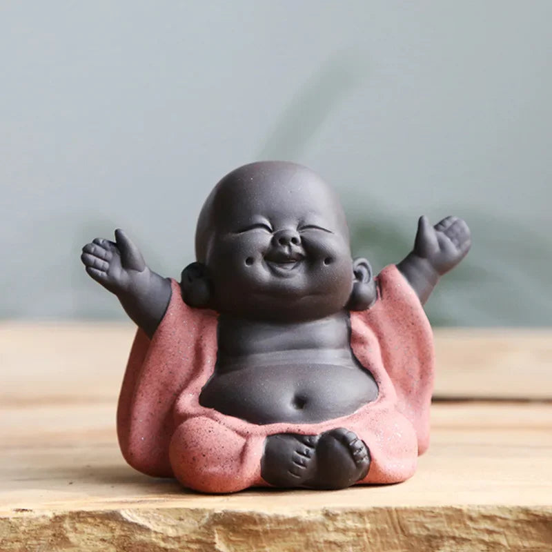 Afralia™ Ceramic Maitreya Buddha Statue Tea Sculpture Figurine Craft Display Ornament