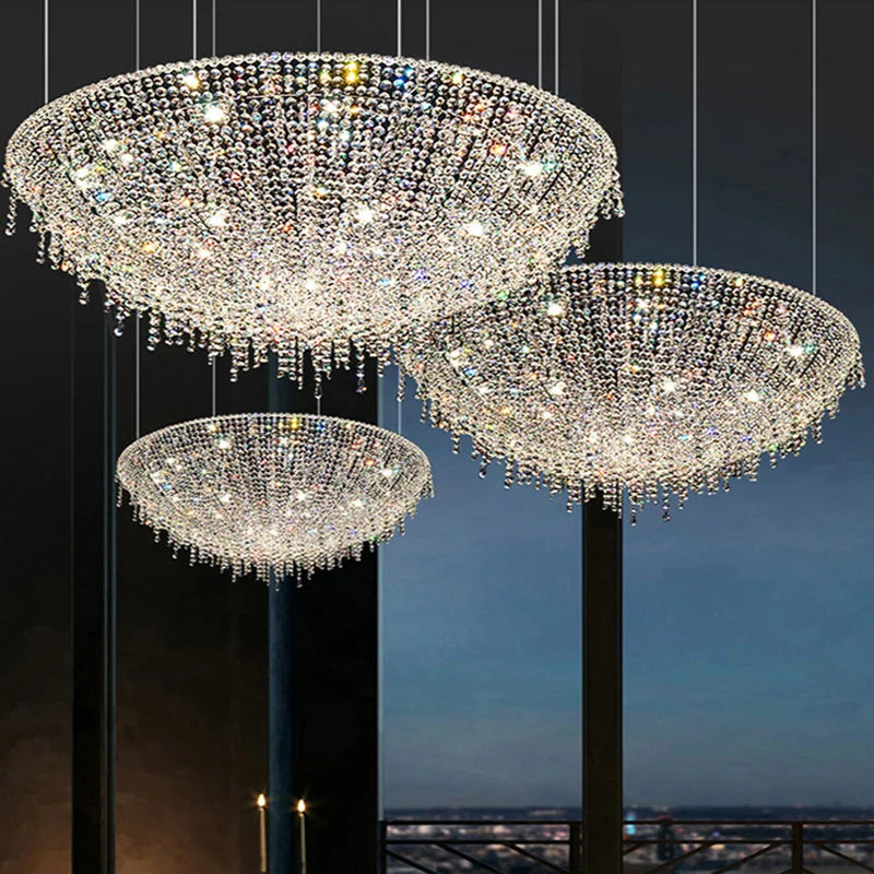 Afralia™ Luxury Crystal Chandelier Pendant Light Fixture for Elegant Living Room Lighting