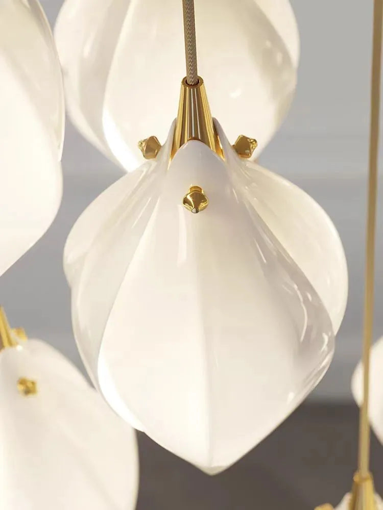 Afralia™ Magnolia Flower G9 LED Chandelier - White Luxury Pendant Light Fixtures