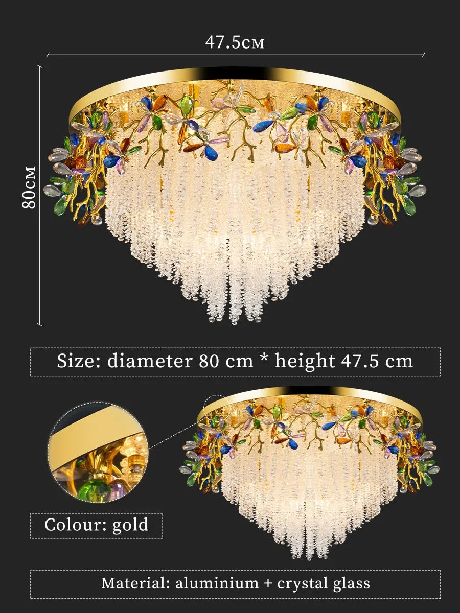 Afralia™ Modern Gold K9 Crystal Branch Chandelier for Bedroom Living Room Kitchen