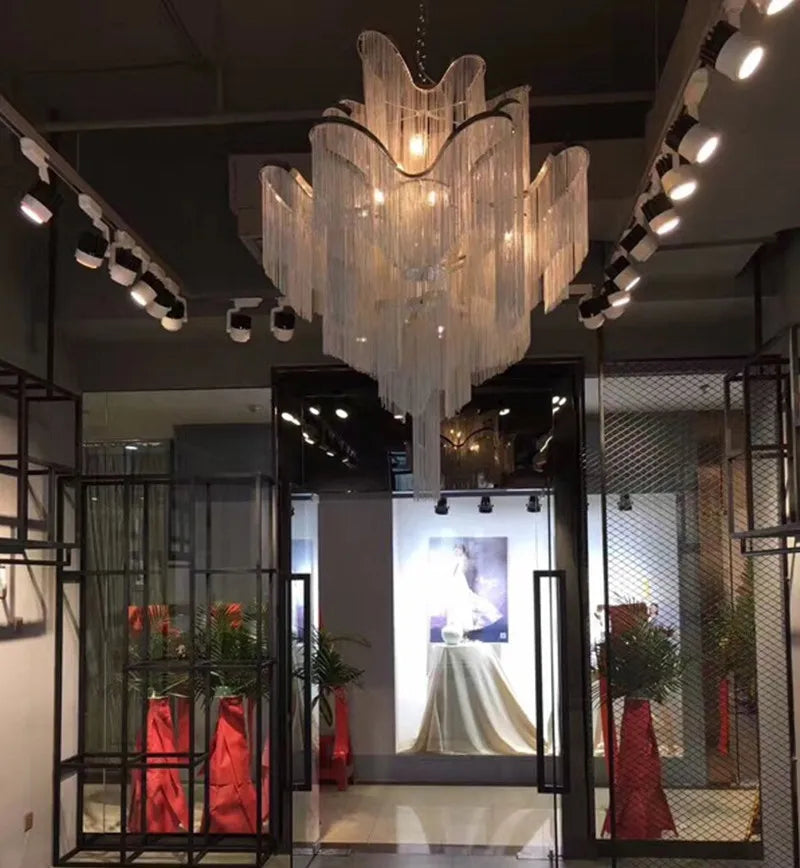 Afralia™ Crystal Tassel Chandelier LED Pendant Light with Dimmable Remote - Art Deco Style