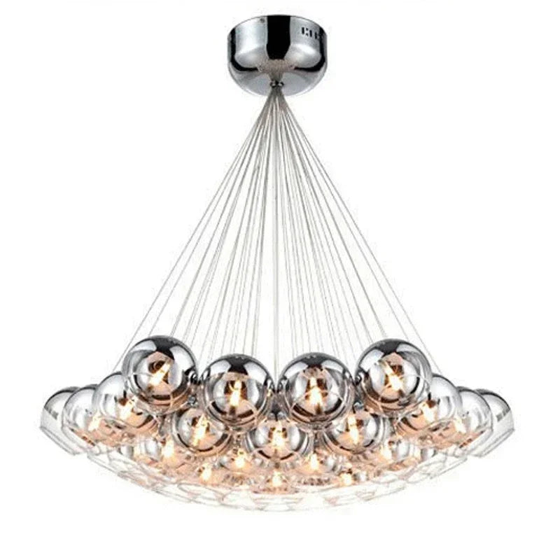 Afralia™ Crystal Glass Ball Globe Chandelier Pendant Light for Modern Hotel Hall Décor