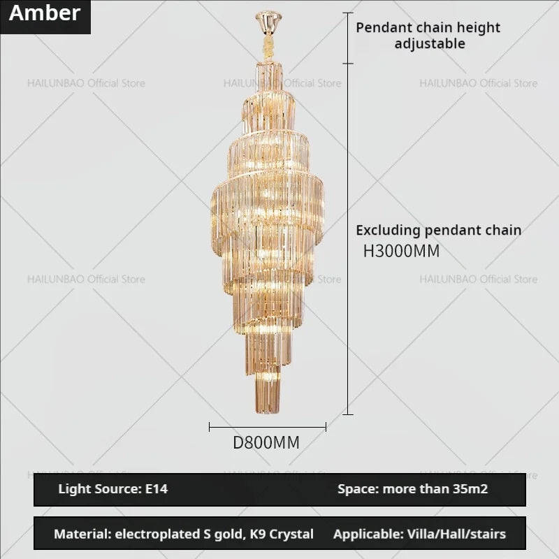 Afralia™ Crystal Chandelier for Penthouse Villa Living Room - Modern Light Luxury Design