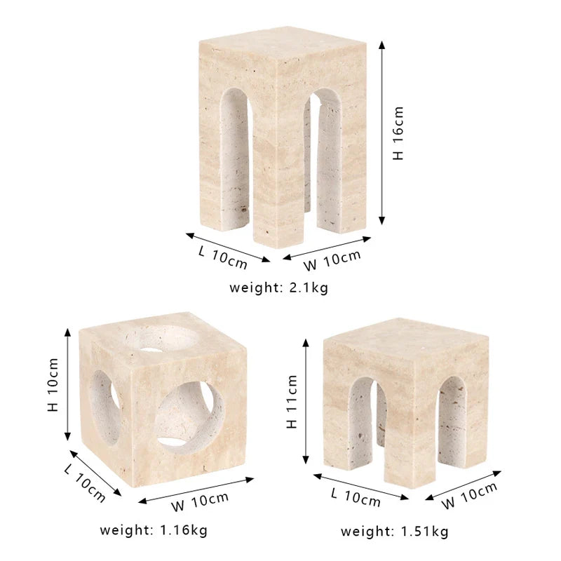 Afralia™ Hand-Carved Travertine Coffee Table Cabinet for Home Decor