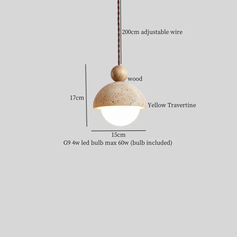 Afralia™ Nordic LED Wood Pendant Light Yellow Travertine Interior Lighting