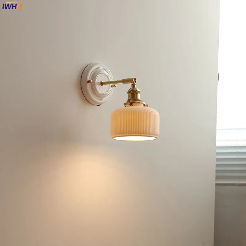 Afralia™ Ceramic LED Wall Light with Knob Switch, Nordic Modern Design for Bedroom and Bathroom