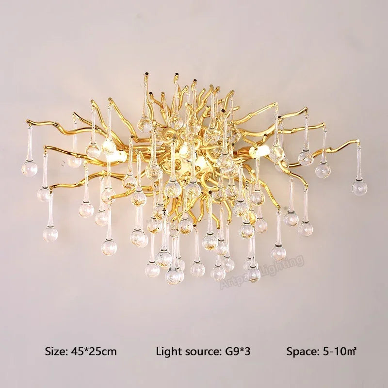 Afralia™ Nordic Crystal LED Wall Light: Modern Gold Living Room Decor & Bedroom Bedside Lamp