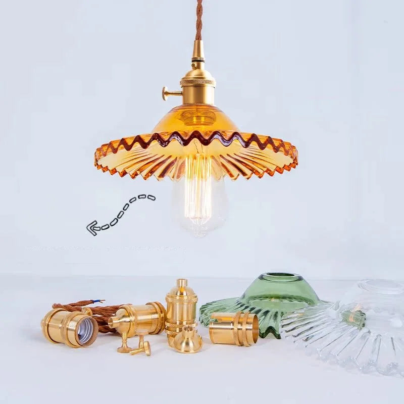 Afralia™ Vintage Copper Glass LED Pendant Light - Adjustable Hanging Fixture