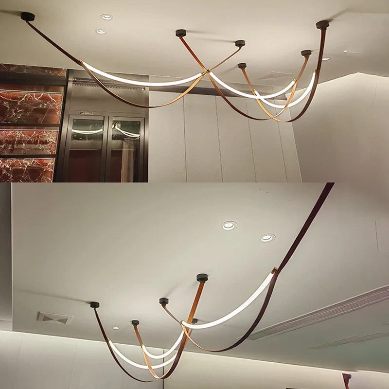Afralia™ Leather Chandelier: Minimalist Nordic LED Pendant Lamp for Living Room, Dining Room & Bedroom