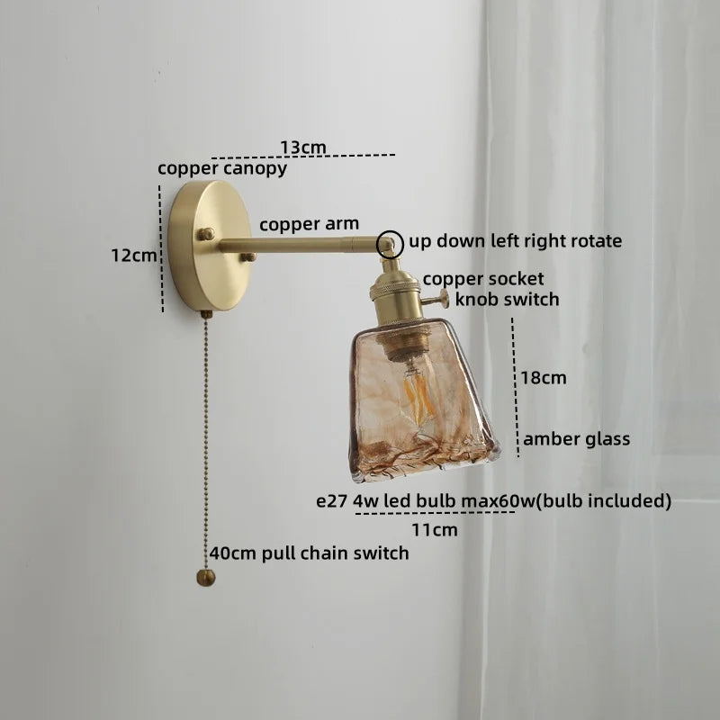 Afralia™ Nordic Glass Copper Wall Lights for Bedroom Living Room Home Decor