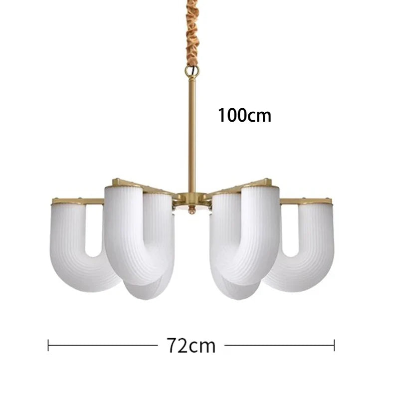 Afralia™ Luxury U Shaped Glass Pendant Light for Elegant Dining Room Decor