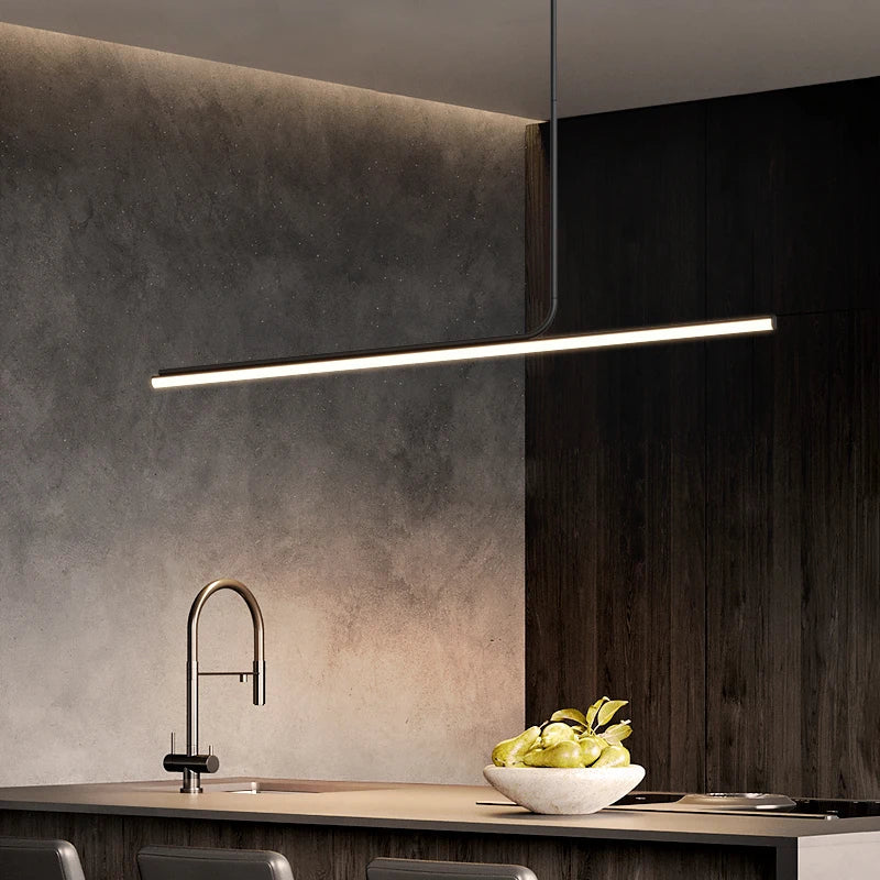 Afralia™ Minimalist Long Pendant Lamp 360 Luminous Strip Modern Dining Hanging Light