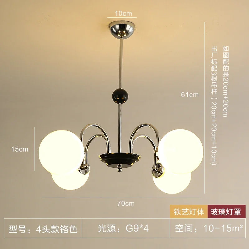 Afralia™ Vintage Iron Art Glass Chandelier LED Lighting Modern for Living/Dining/Bedroom