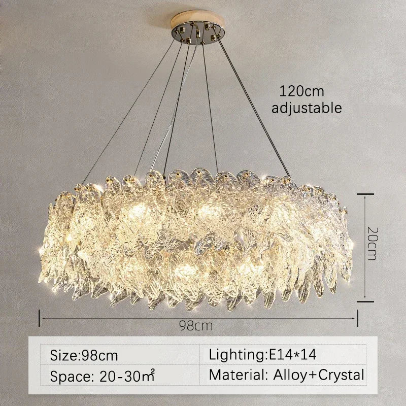 Afralia™ Glass Petal LED Chandelier for Bedroom Dining Living Room Lighting
