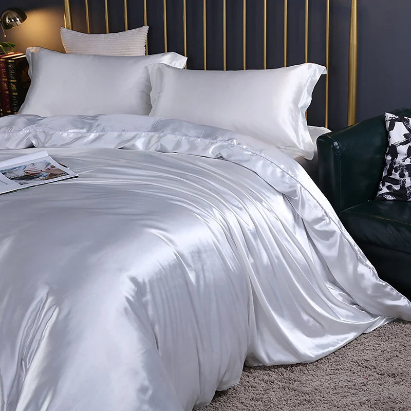 Afralia™ King Size Silk-Blend Duvet Cover Set with Pillowcases