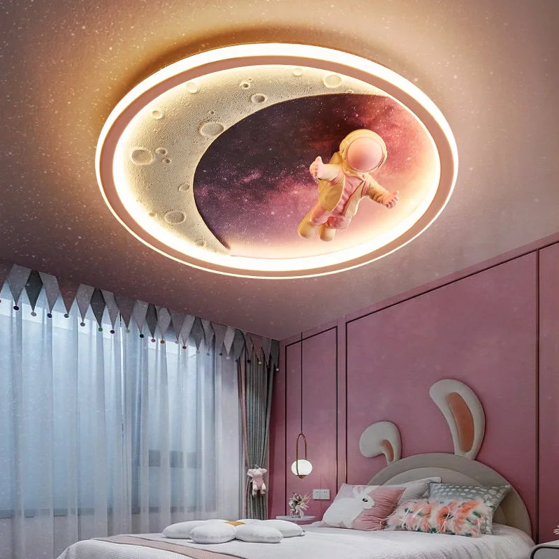 Afralia™ Boys' Room Space Ceiling Lamp Efficient Cartoon Design