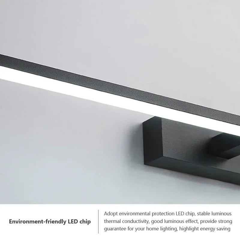 Afralia™ Modern LED Bathroom Wall Lamp - Three Colors Light Aluminum Mirror Line Fixture