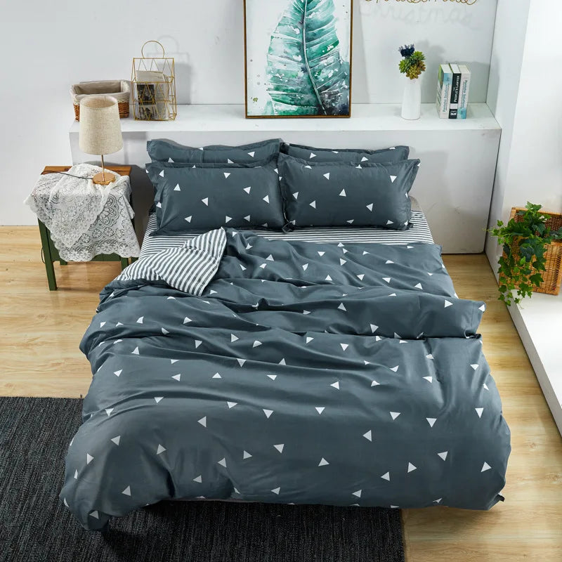 Afralia™ Soft Large Stripe Bedding Set: Brushed Duvet, Sheet, Pillowcases in Nordic Style