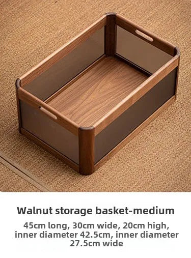 Afralia™ Black Walnut Wood Desktop Organizer Box - Multi-functional Office & Makeup Case