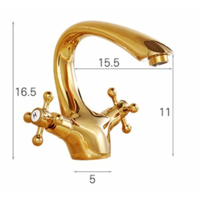 Afralia™ Gold Bathroom Sink Faucet with 2 Handles - Luxury Basin Mixer Tap