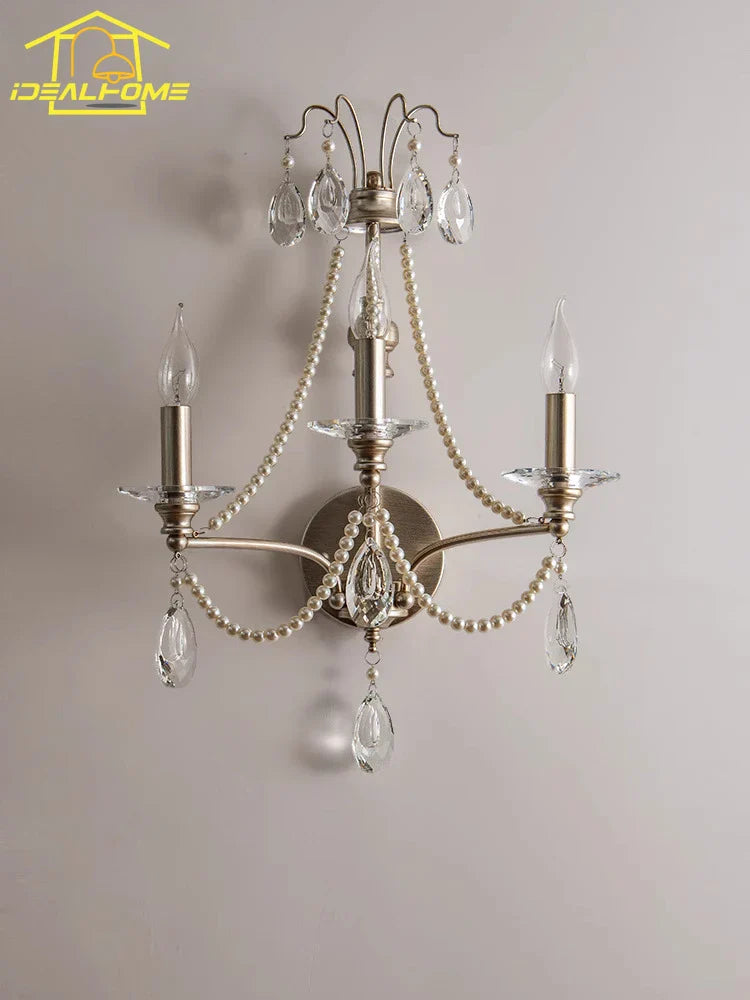 Afralia™ French Retro Crystal LED Wall Lamp - Luxury Iron Art Decor for Living Room
