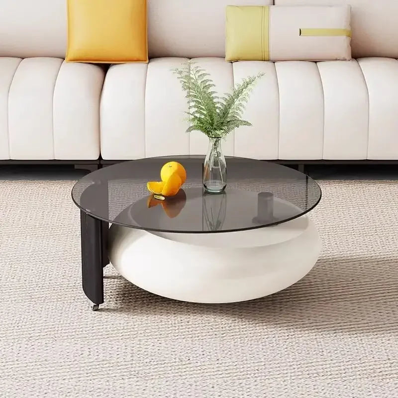 Afralia™ Luxury Tempered Glass Coffee Table - Italian Round High-Grade