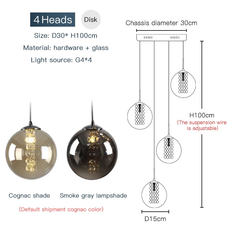 Afralia™ Modern Glass Ball Chandelier Spiral Light for Living Room, Staircase, Hotel, Villa