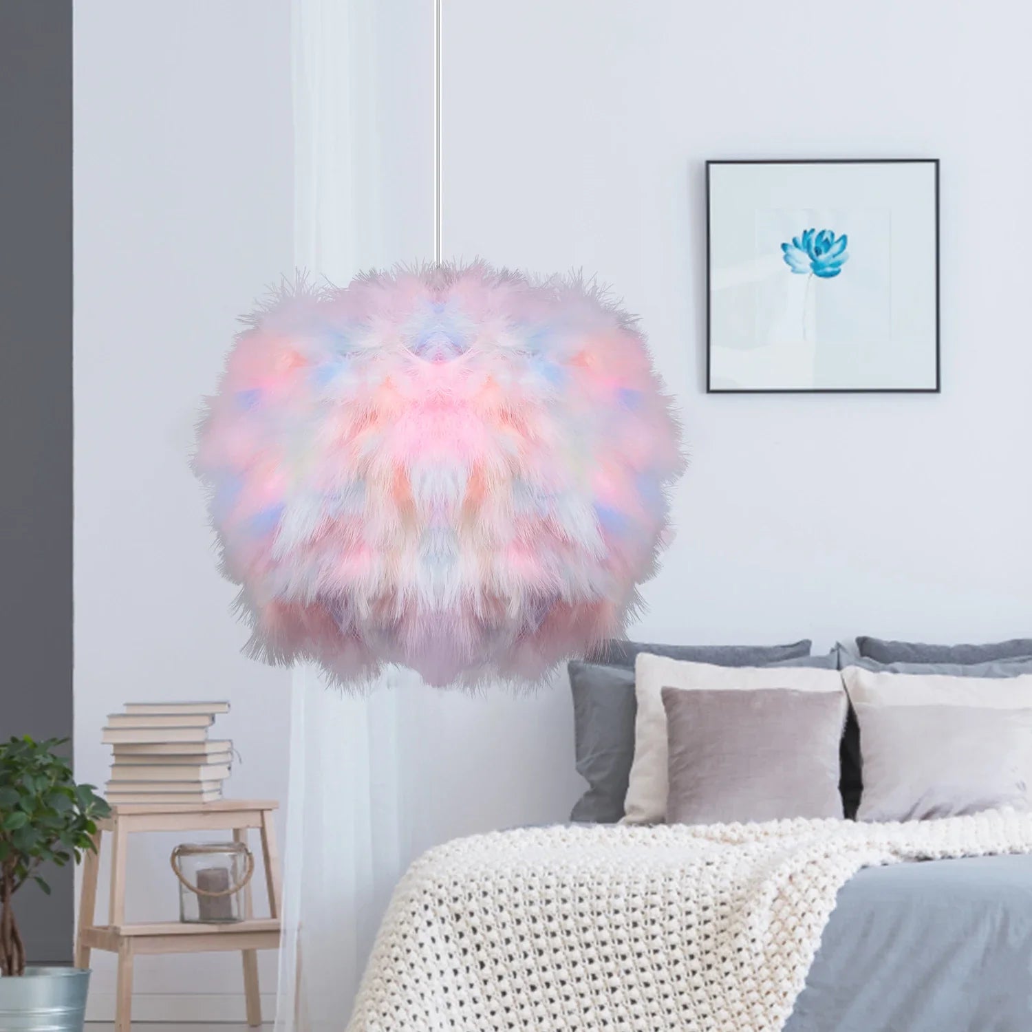 Fluffy Feather Pendant Light by Afralia™ - Nordic Chandelier for Living Room & Bedroom