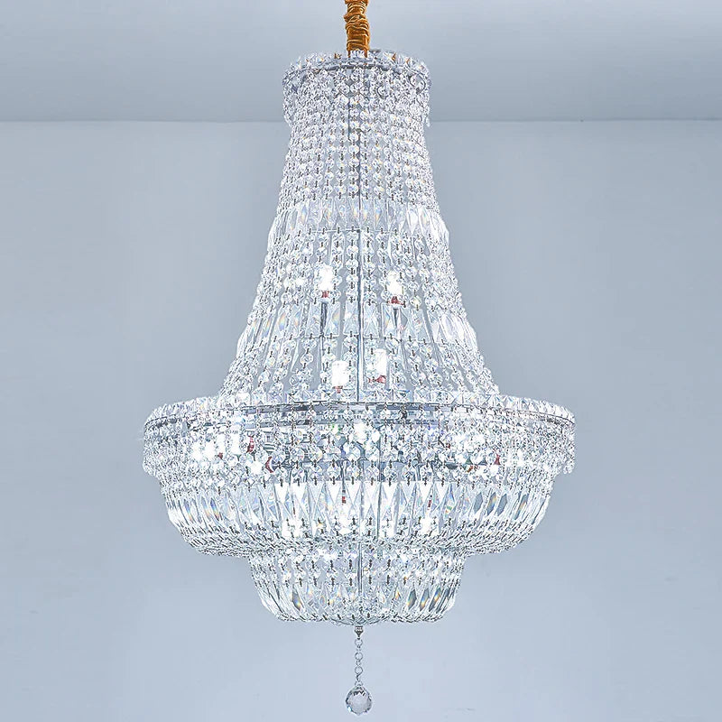 Afralia™ European Style Chrome Chandelier for Luxury Living Room, Staircase, Hotel Lobby & Villa.