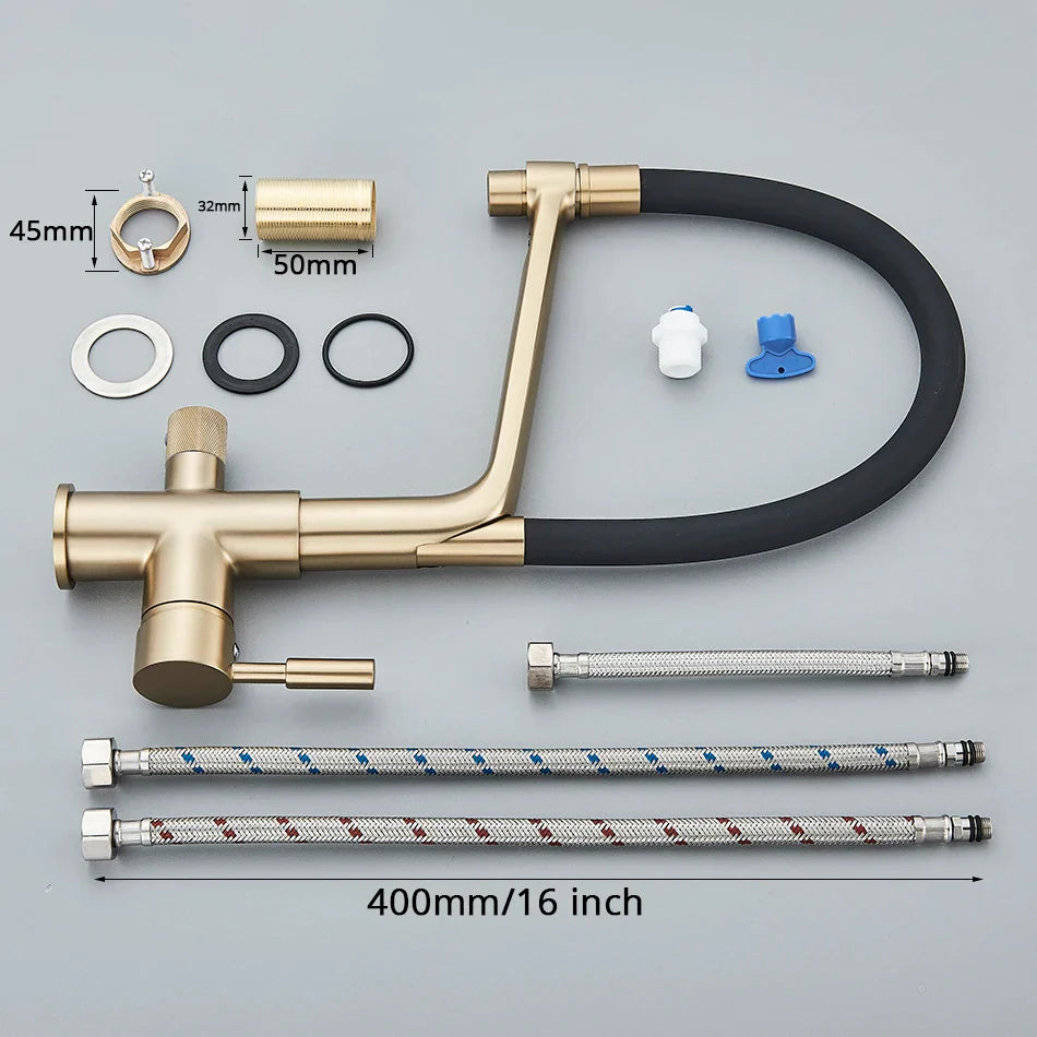 Afralia™ Dual Spout Kitchen Filter Faucet: 360° Rotation Drinking Water Purification Mixer