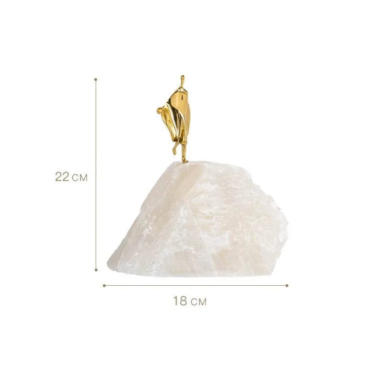 Afralia™ Golden Man Crystal Mountain Sculpture Home Decor Handcraft