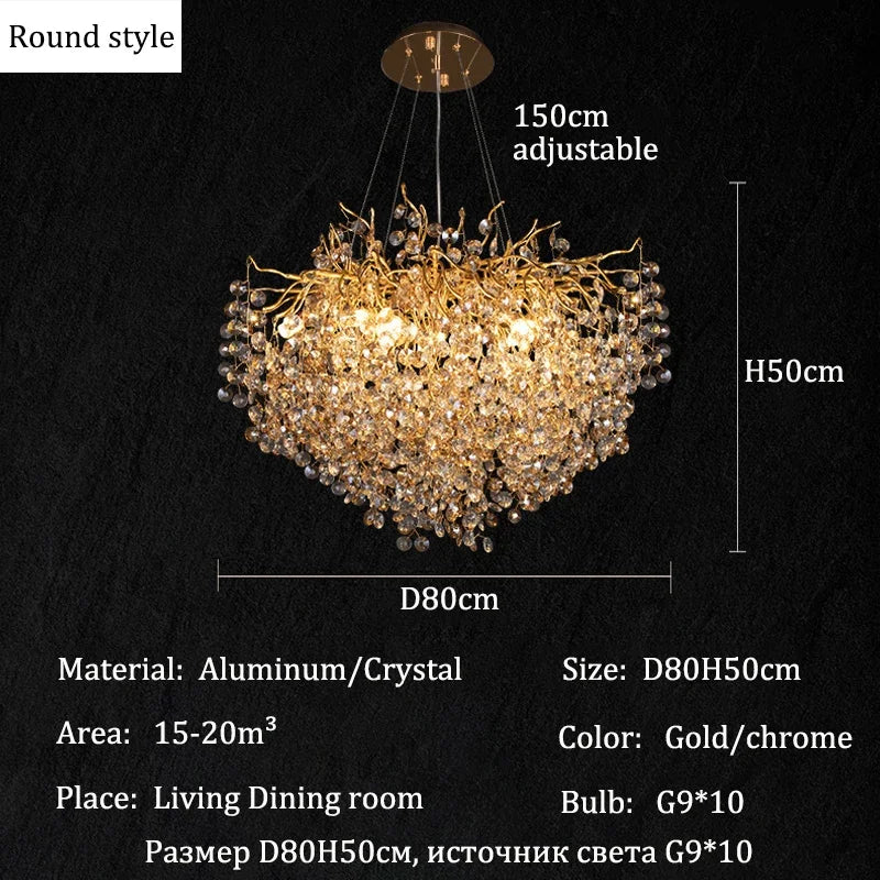 Afralia™ Crystal Chandeliers: Elegant Lighting Decor for Home Villa Living Room Bedroom