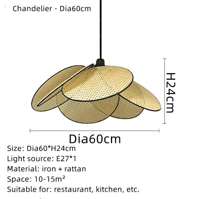 Afralia™ Handcrafted Rattan Leaf Chandelier for Modern Home Decor