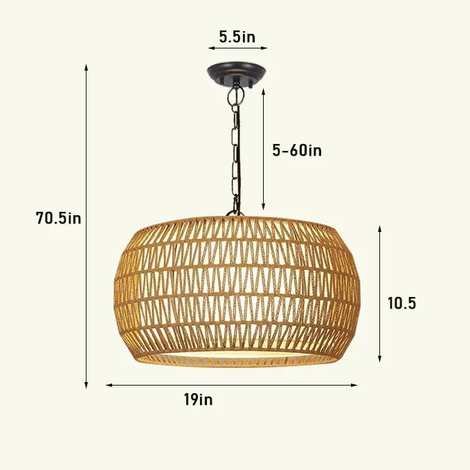 Afralia™ Chinese Style Outdoor Rattan Weaving Pendant Lights for Courtyard and Garden