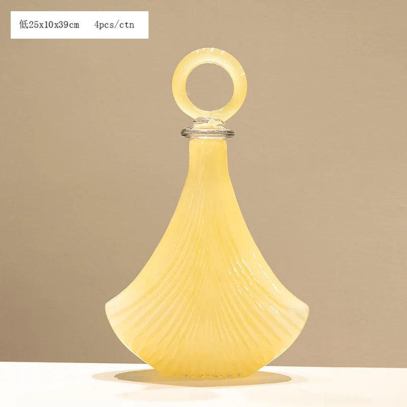 Afralia™ Geometric Ring Glass Vase Set – Yellow & Fringe Flower Terrarium Jar