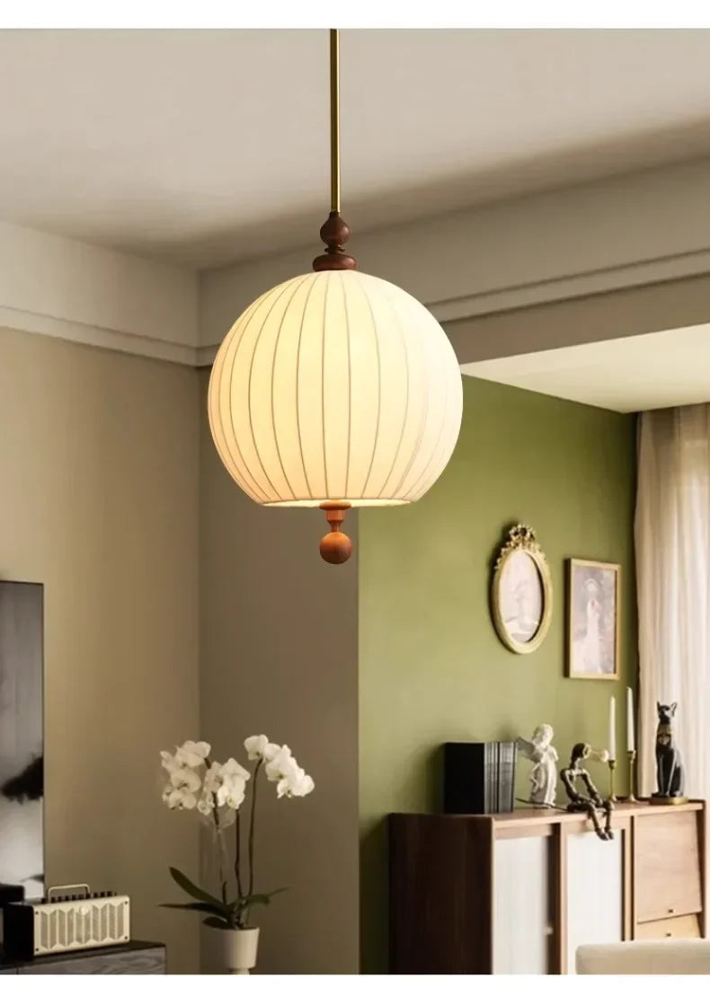 Afralia™ Zen Art Wood Fabric Pendant Light: Vintage Wabi-sabi LED E27 for Bedroom, Restaurant, Tea Room