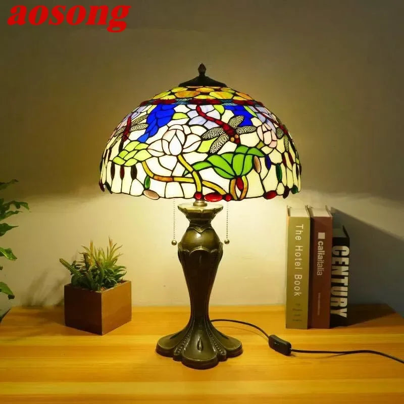 Afralia™ Stained Glass Tiffany Table Lamp for Luxurious Living Spaces