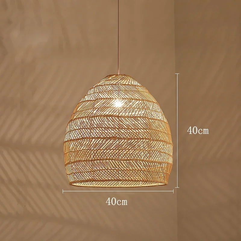 Afralia™ Rattan Pendant Chandelier, E27 Bulb, Ceiling Hanging Light Fixture for Living and Dining Room