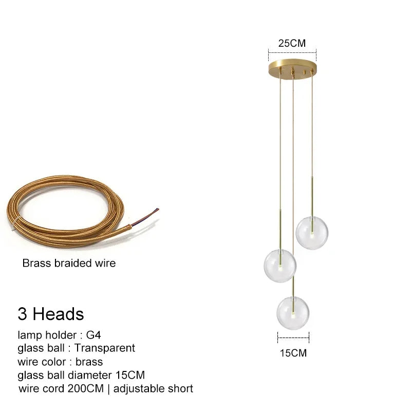 Afralia™ Glass Ball Chandelier Pendant Lights for Modern Luxury Living Room Decor