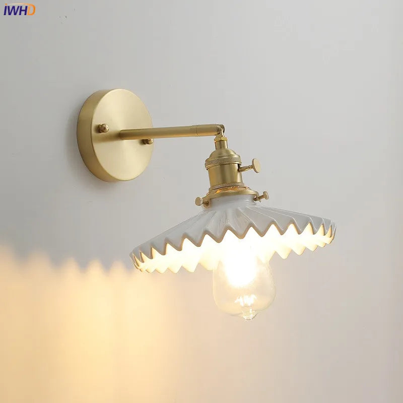 Afralia™ Ceramic LED Wall Lamp Pull Chain Bedroom Bathroom Mirror Light