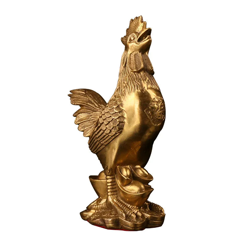 Afralia™ Brass Rooster Fengshui Figurine for Home Office Desktop Decoration
