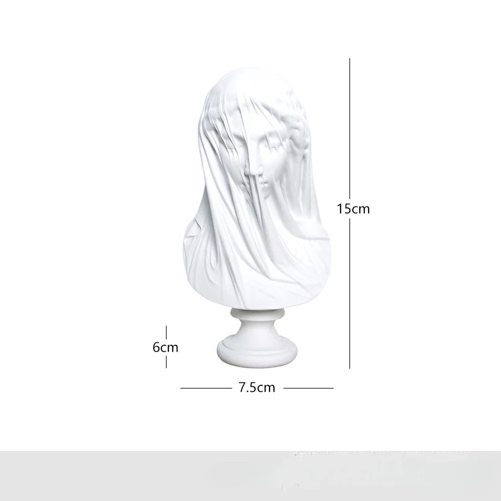 Afralia™ Veil Girl Caped Lady Abstract Bust Sculpture Figurine for Home Decor