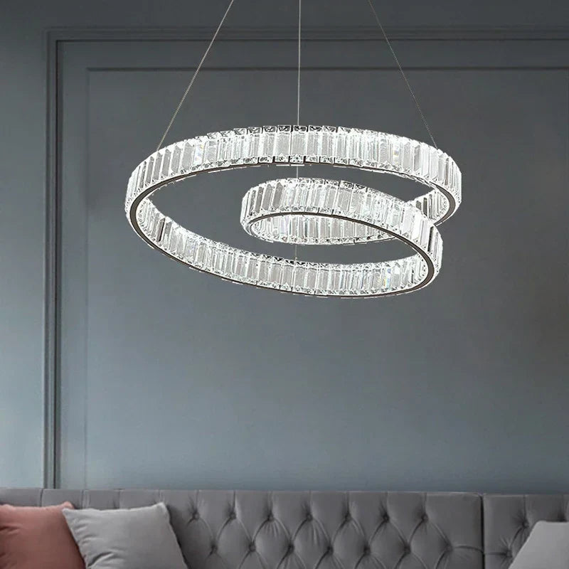 Afralia™ Modern Luxury LED Crystal Pendant Chandelier for Living and Dining Room