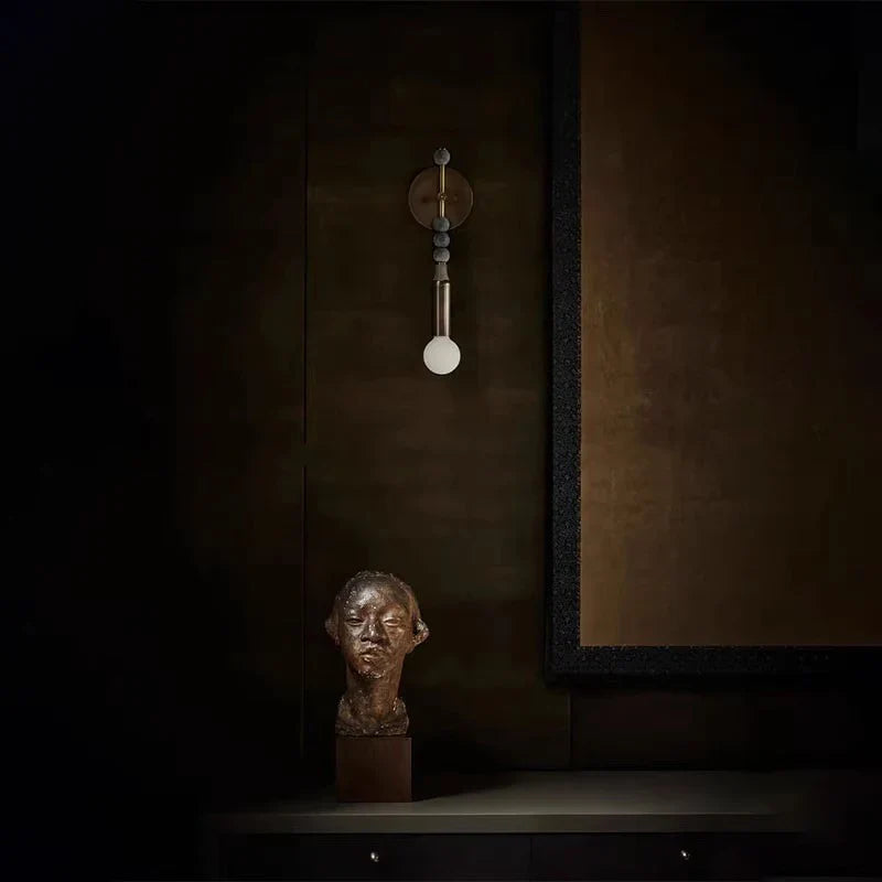 Afralia™ Brass Marble Ball Wall Sconce LED Dimmable Classic Home Decoration