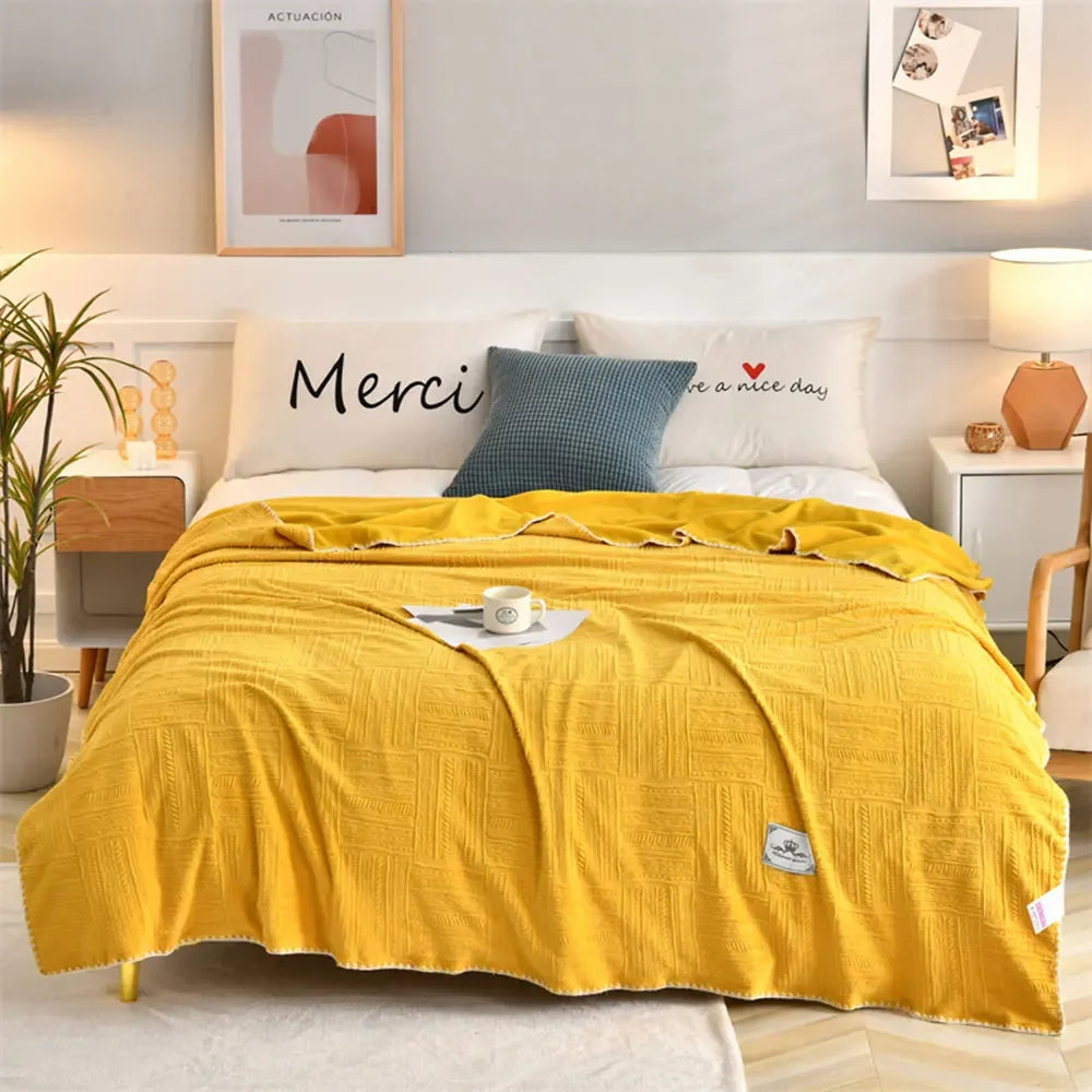 Afralia™ Orange Solid 3D Soft Print Flannel Coral Fleece Double-side Blanket
