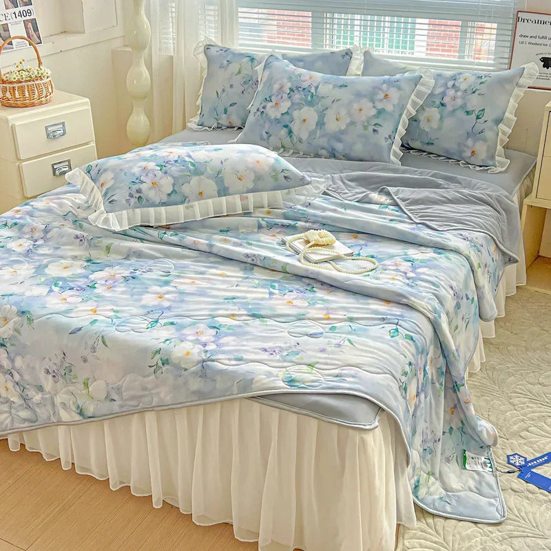 Afralia™ Floral Summer Cooling Quilt for Double Single Bed - Soft & Breathable